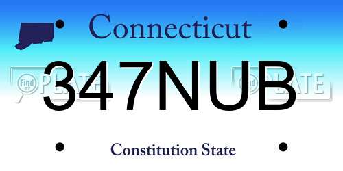 347NUB Connecticut License Plate