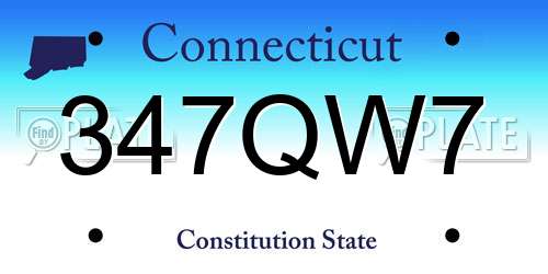 347QW7 Connecticut License Plate