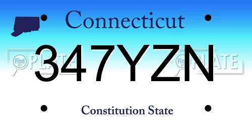 347YZN Connecticut License Plate