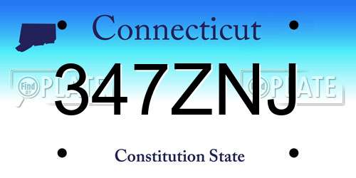 347ZNJ Connecticut License Plate