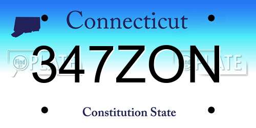 347ZON Connecticut License Plate