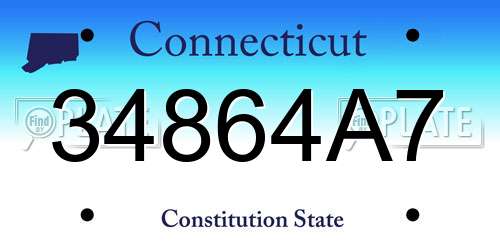 34864A7 Connecticut License Plate
