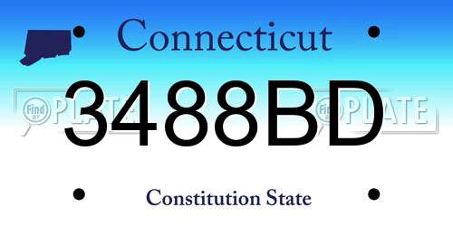 3488BD Connecticut License Plate