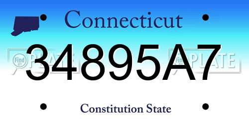34895A7 Connecticut License Plate