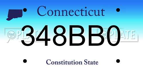 348BB0 Connecticut License Plate
