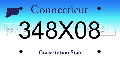 348X08 Connecticut License Plate
