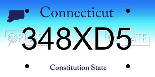348XD5 Connecticut License Plate
