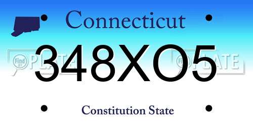 348XO5 Connecticut License Plate