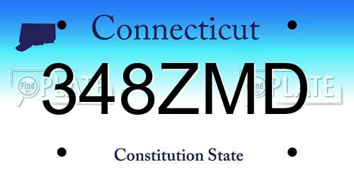 348ZMD Connecticut License Plate