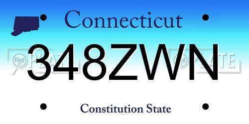 348ZWN Connecticut License Plate