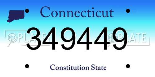 349449 Connecticut License Plate