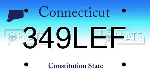 349LEF Connecticut License Plate