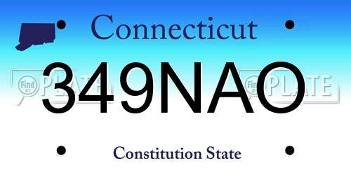 349NAO Connecticut License Plate