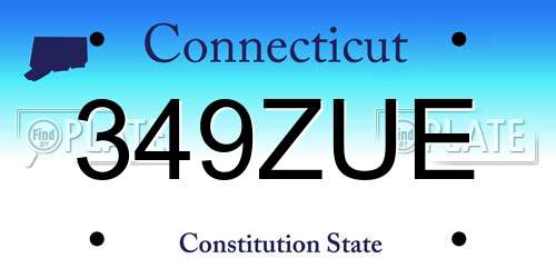 349ZUE Connecticut License Plate
