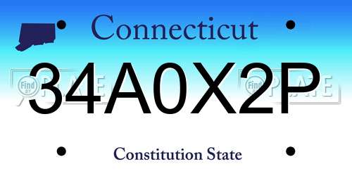 34A0X2P Connecticut License Plate