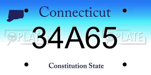 34A65 Connecticut License Plate