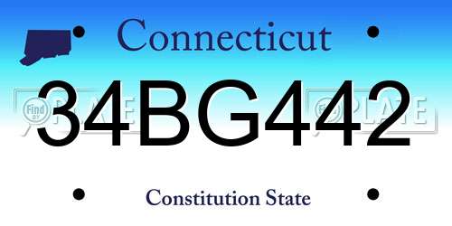 34BG442 Connecticut License Plate