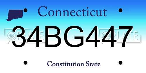 34BG447 Connecticut License Plate