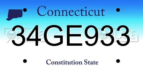 34GE933 Connecticut License Plate