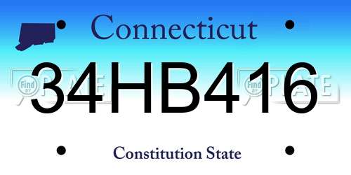 34HB416 Connecticut License Plate