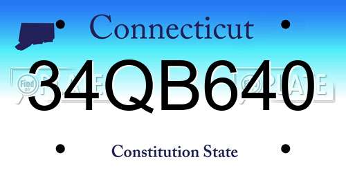 34QB640 Connecticut License Plate