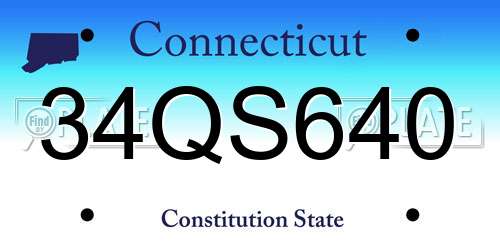 34QS640 Connecticut License Plate