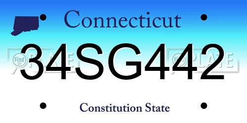 34SG442 Connecticut License Plate