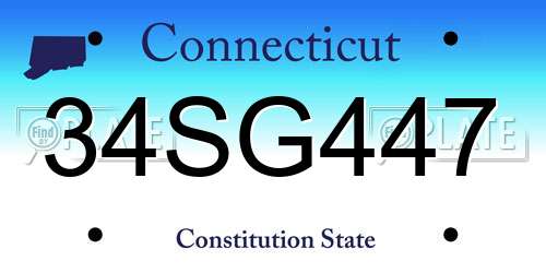 34SG447 Connecticut License Plate