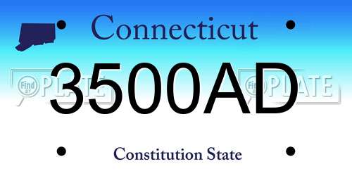 3500AD Connecticut License Plate
