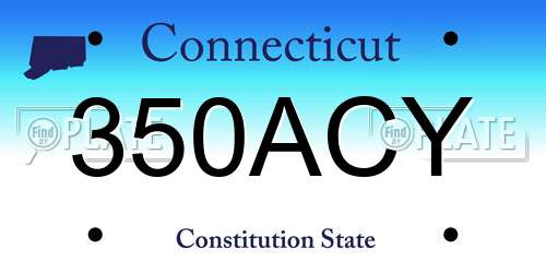 350ACY Connecticut License Plate