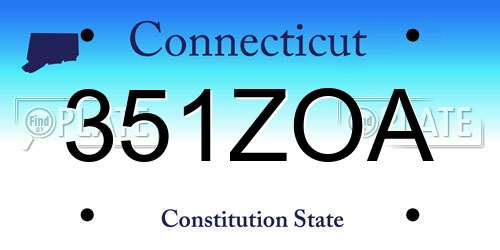 351ZOA Connecticut License Plate