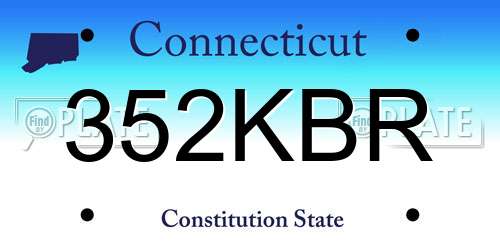352KBR Connecticut License Plate
