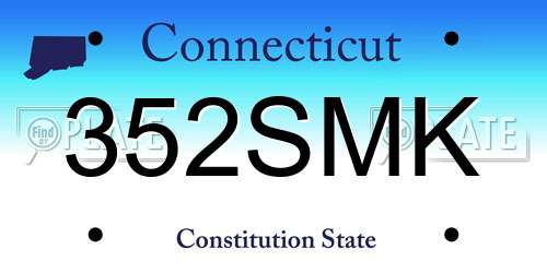 352SMK Connecticut License Plate