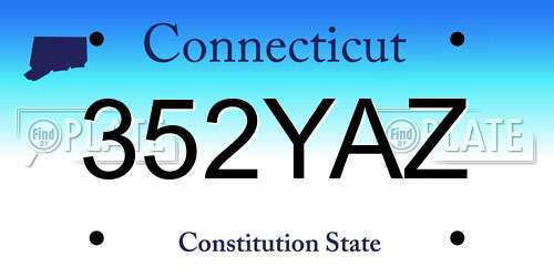 352YAZ Connecticut License Plate
