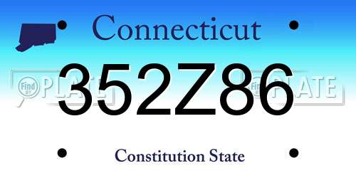 352Z86 Connecticut License Plate