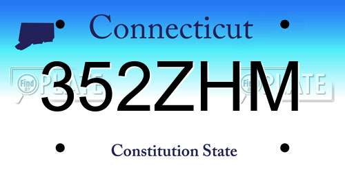 352ZHM Connecticut License Plate