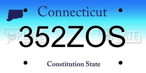 352ZOS Connecticut License Plate