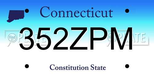 352ZPM Connecticut License Plate