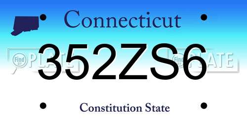 352ZS6 Connecticut License Plate
