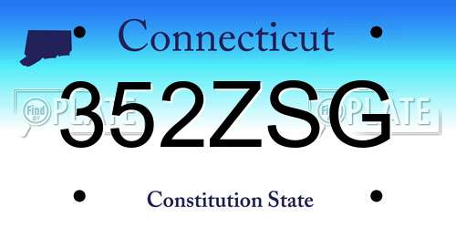 352ZSG Connecticut License Plate
