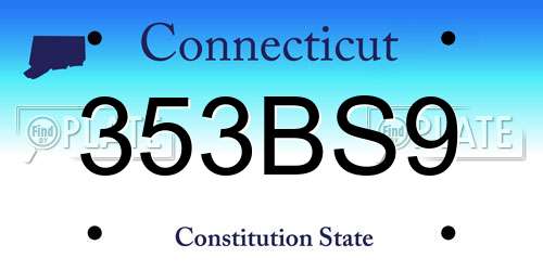 353BS9 Connecticut License Plate