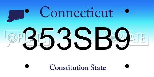 353SB9 Connecticut License Plate