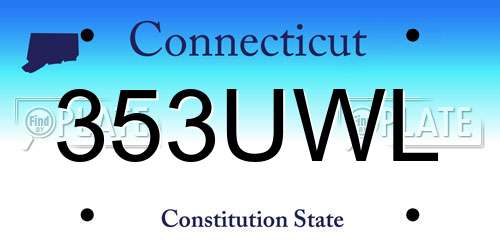 353UWL Connecticut License Plate