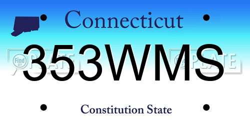 353WMS Connecticut License Plate