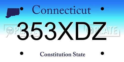 353XDZ Connecticut License Plate