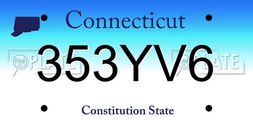 353YV6 Connecticut License Plate