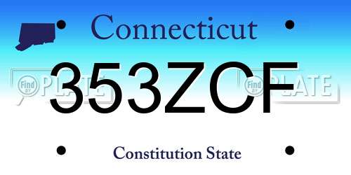 353ZCF Connecticut License Plate