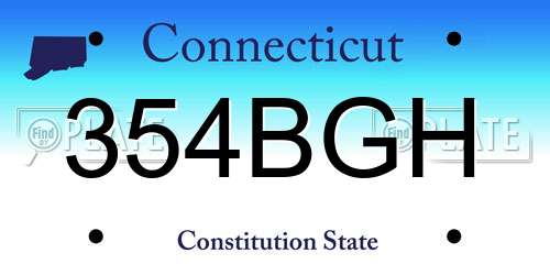 354BGH Connecticut License Plate