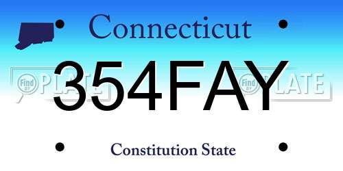 354FAY Connecticut License Plate