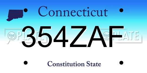 354ZAF Connecticut License Plate